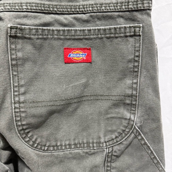 Dickies Carpenter Pants Workwear Olive 36x30 Vintage Utility Heavyweight Cotton - Picture 8 of 11
